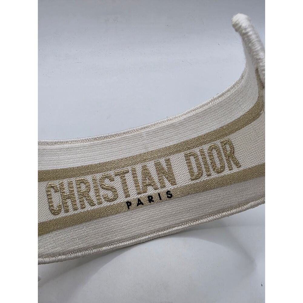 Christian Dior Beige gold Logo patterned canvas wide headband - Picture 11 of 13